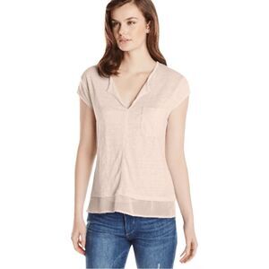Sanctuary Pink V-Neck City Mix Short Sleeve Linen Basic T-Shirt XS